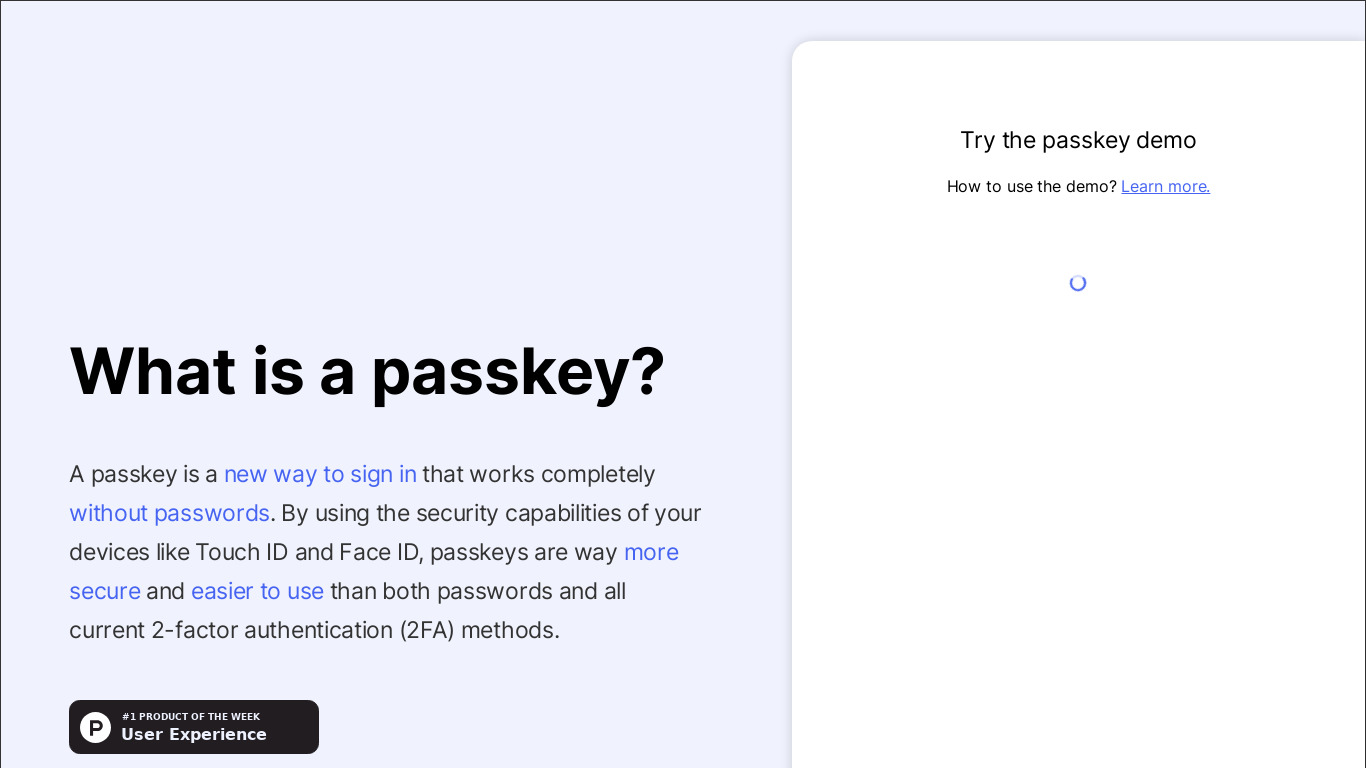 Passkeys.io Landing page