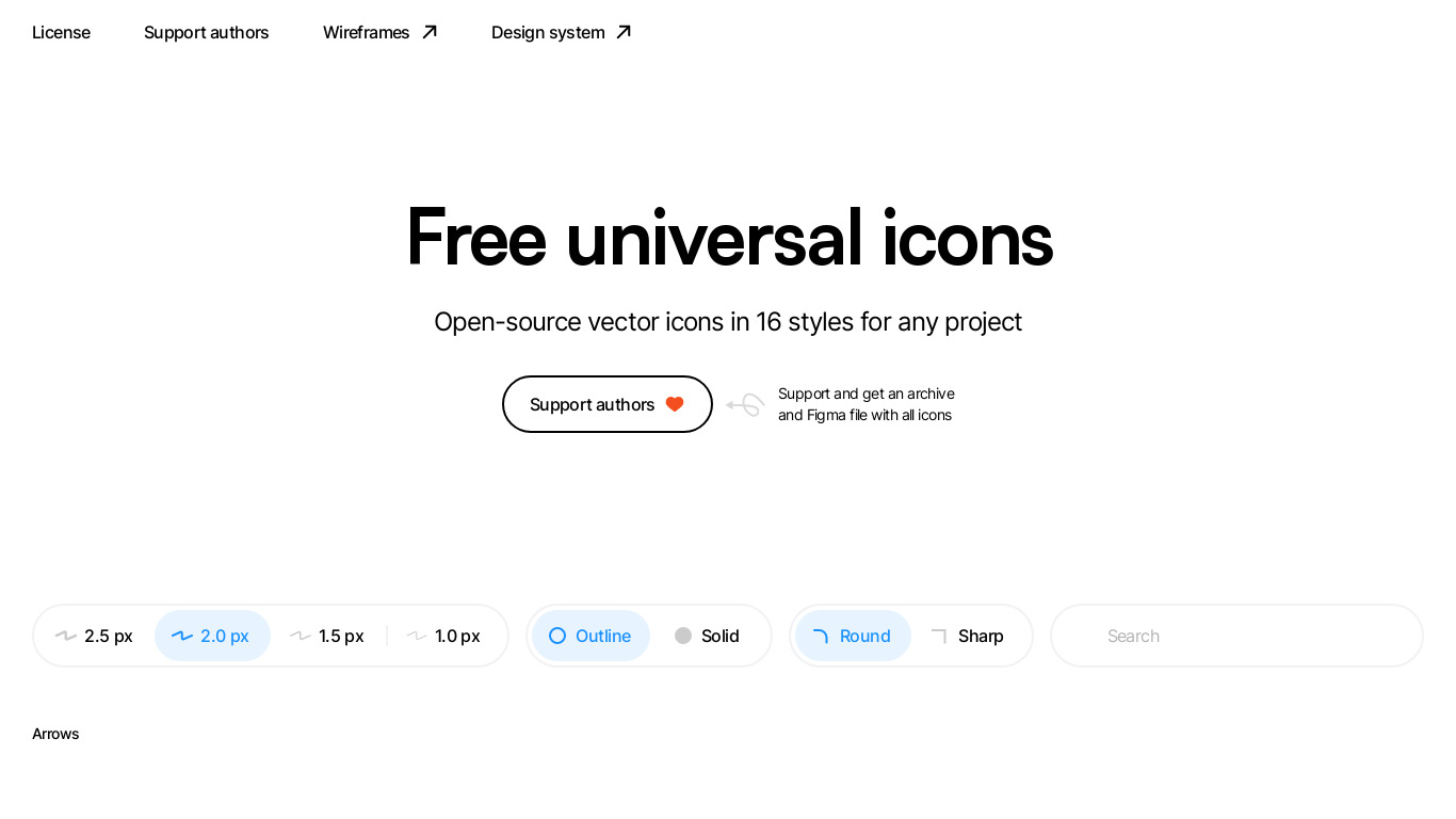 icons.download Landing page