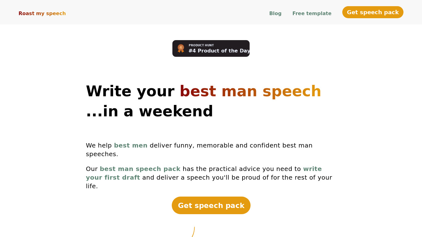 Roast my speech Landing page