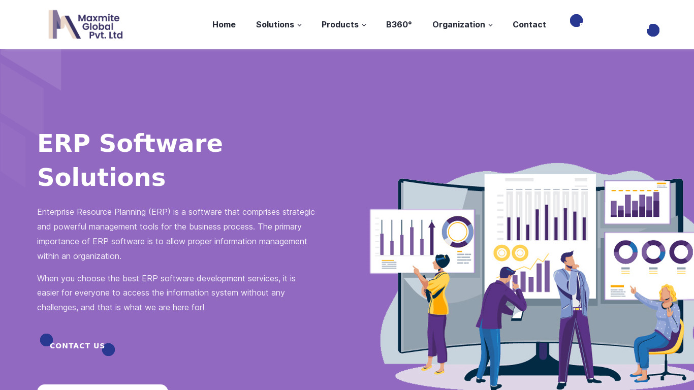 MaxMite ERP Software Landing page