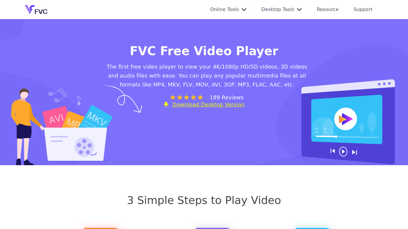 FVC Free Video Player Landing page