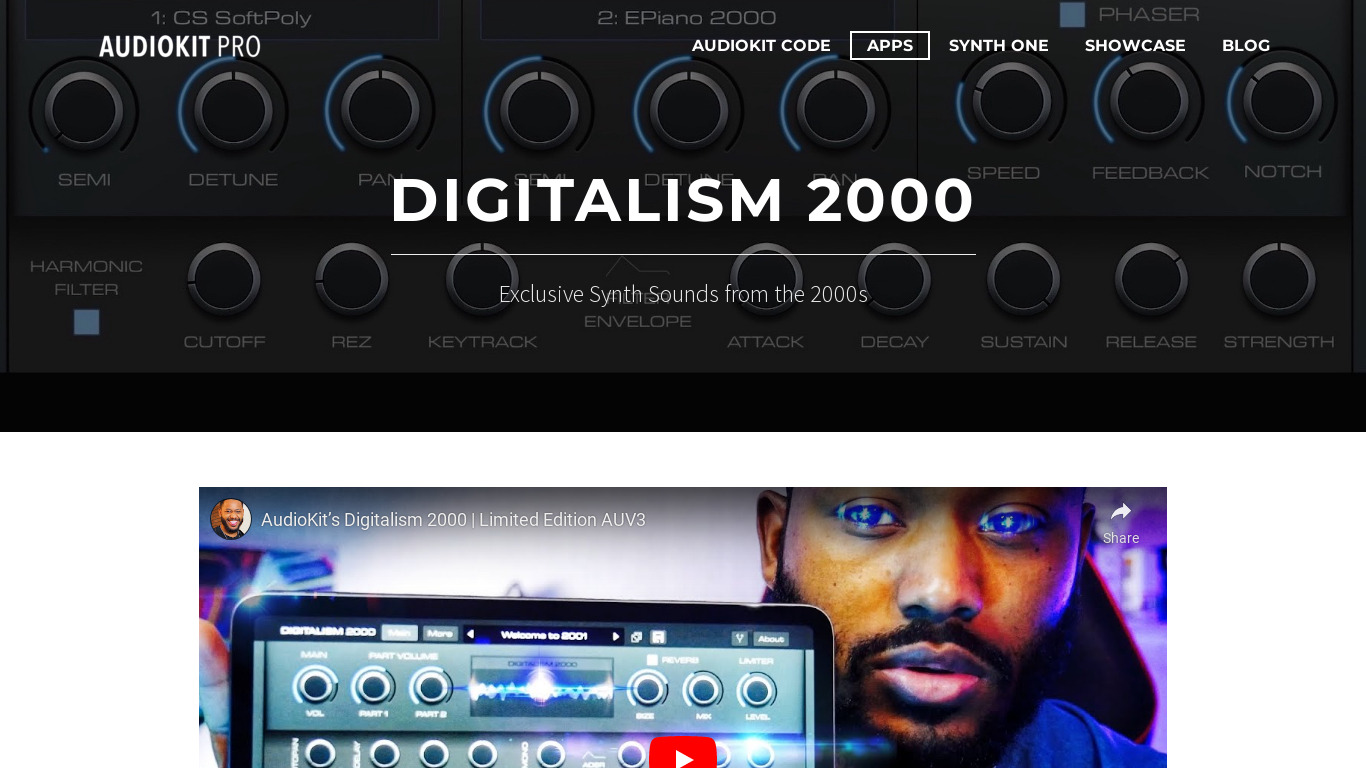 AudioKit Digitalism 2000 Landing page