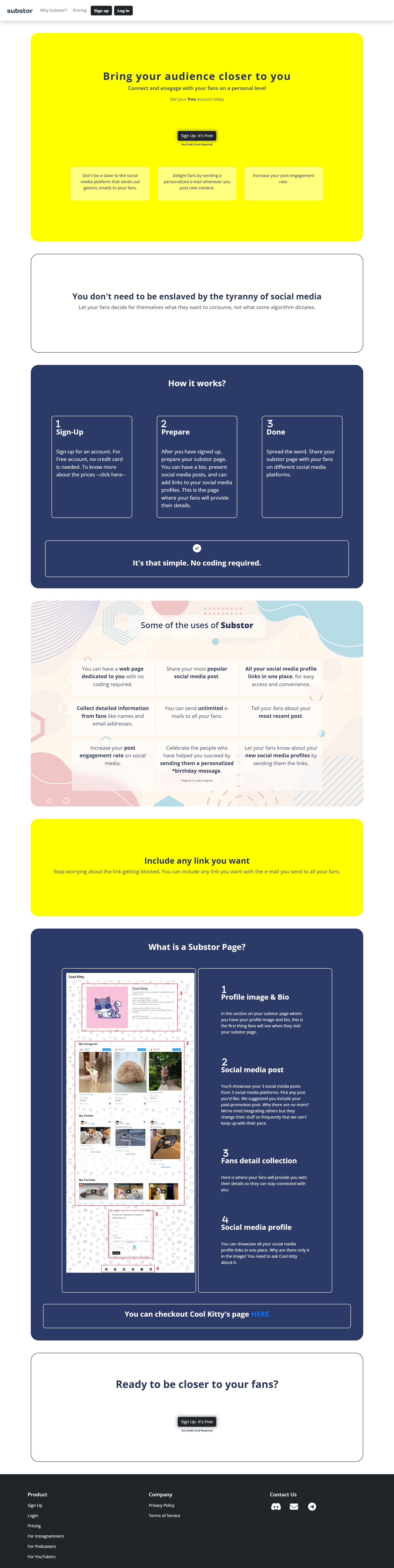 Substor Landing page