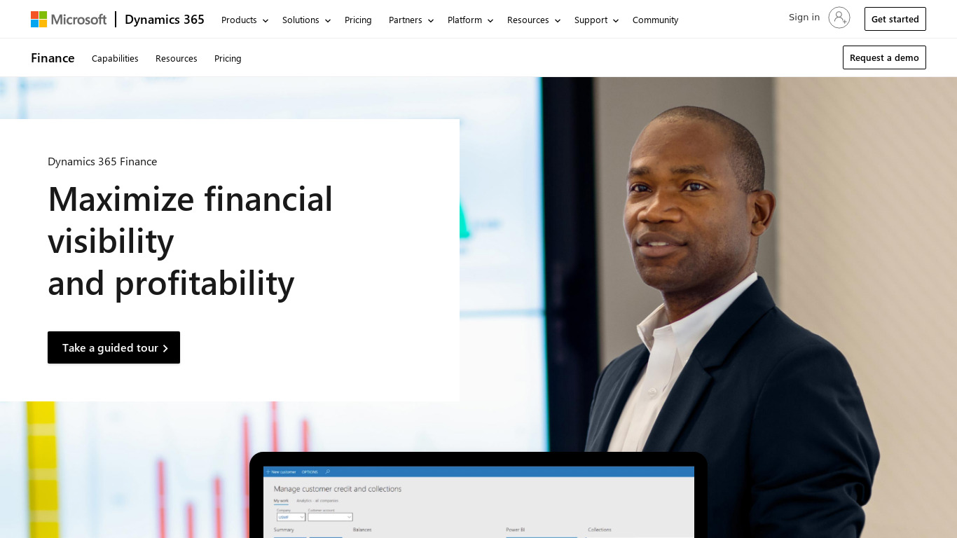 Microsoft Dynamics 365 Finance Landing page