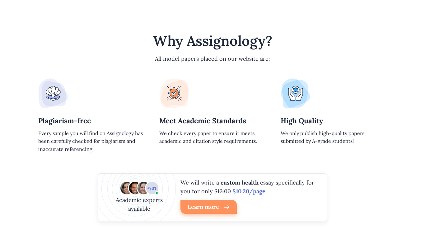 Assignology Landing page