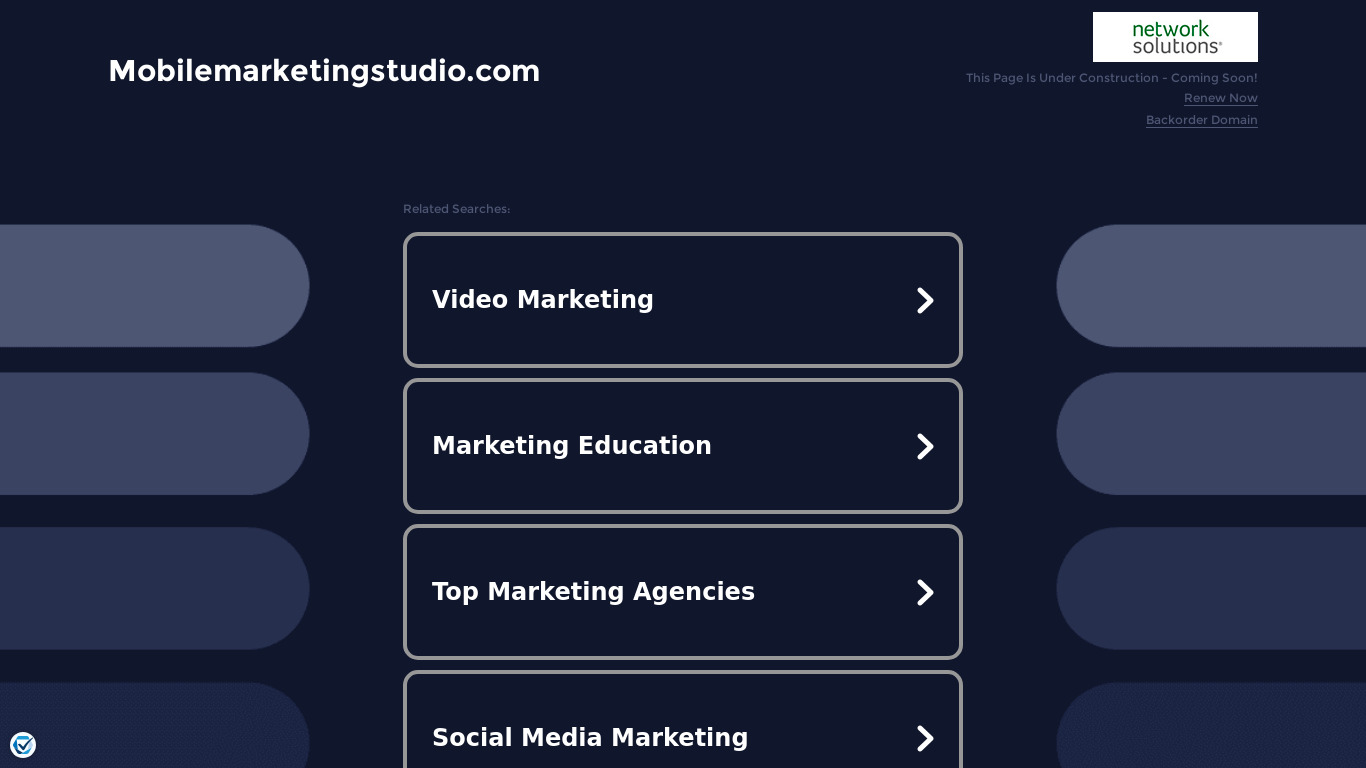 Mobile Marketing Studio Landing page