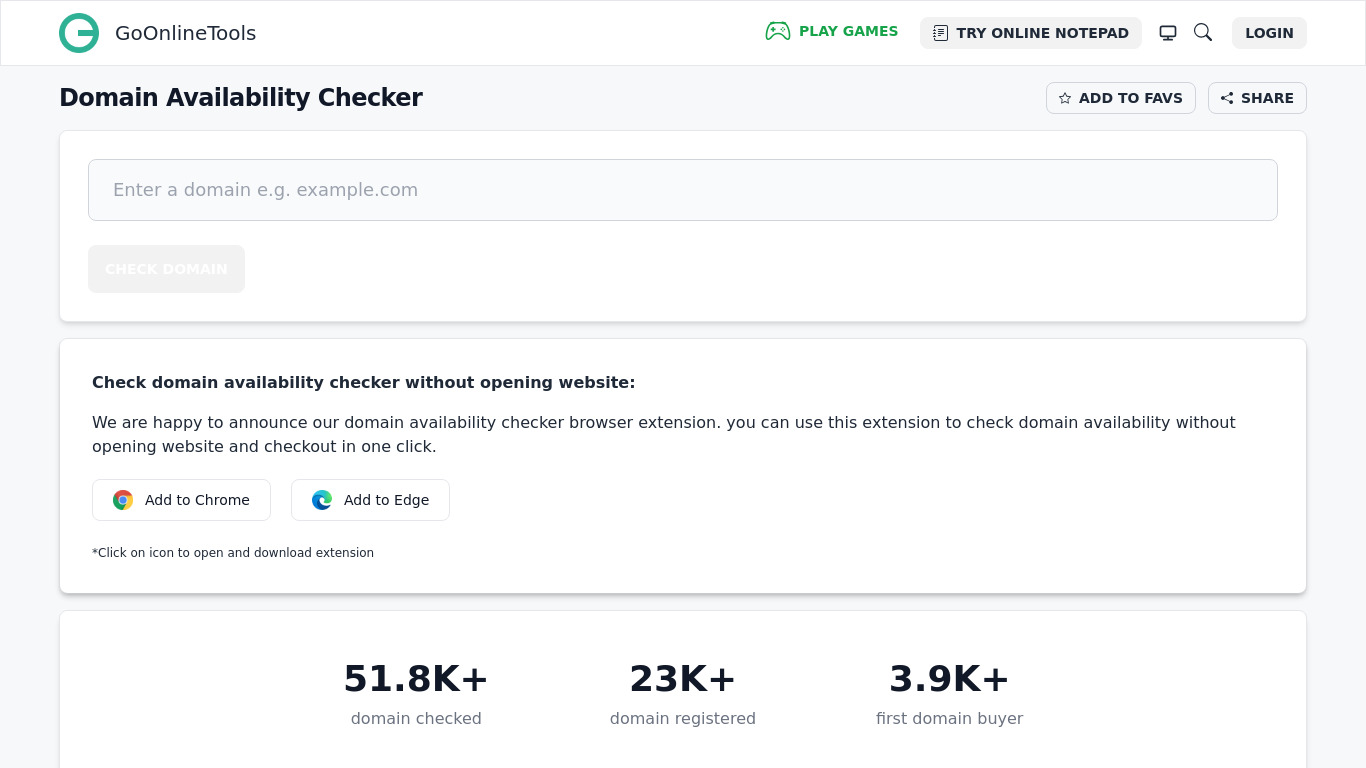 Domain Availability Checker Landing page