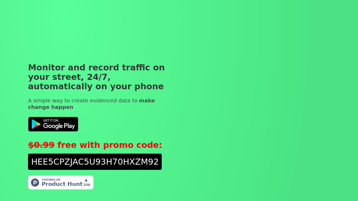 Road Count Landing page