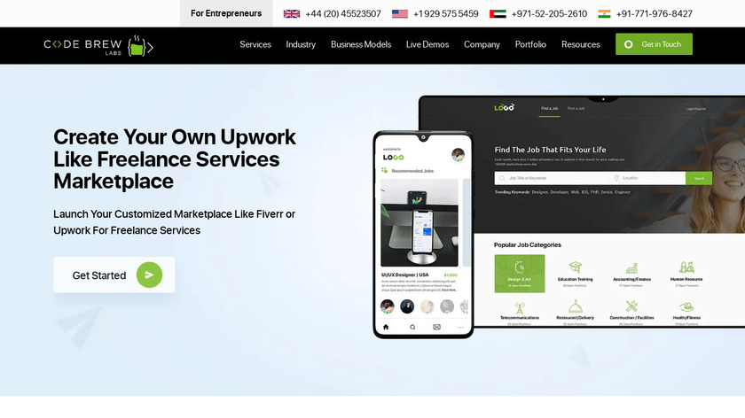 CodeBrew Upwork and Fiverr Clone Landing Page