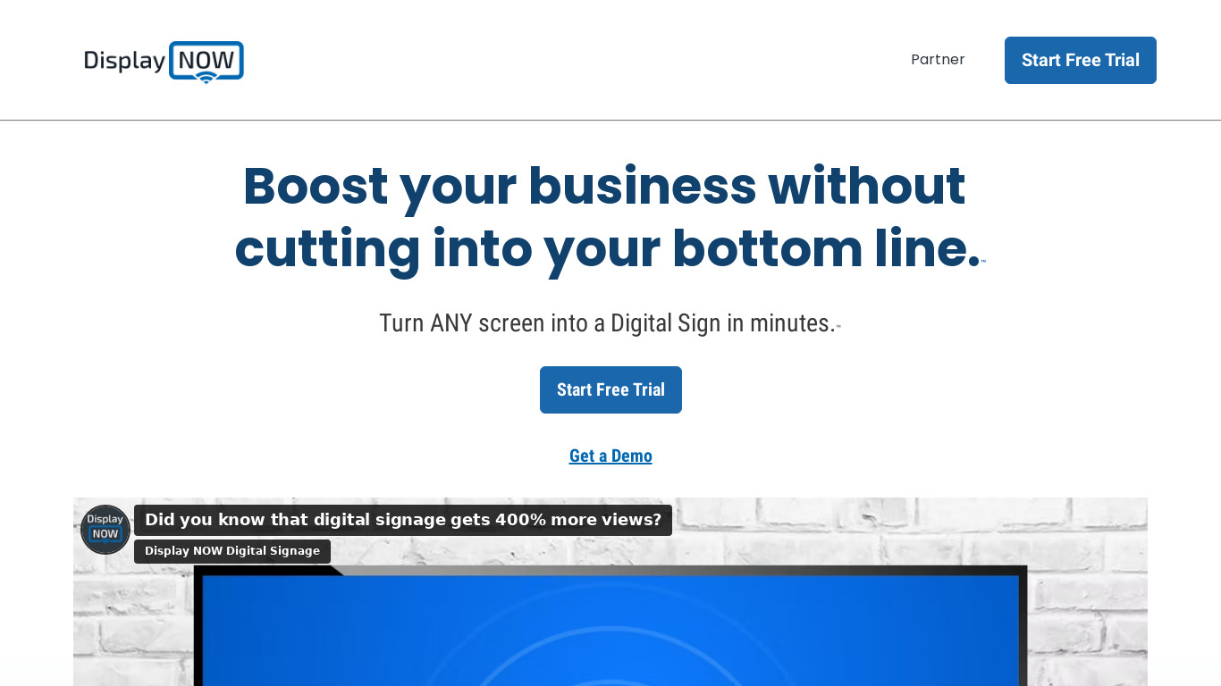 DisplayNOW.io Landing page