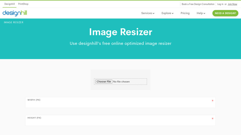 DesignHill Image Resizer Landing Page