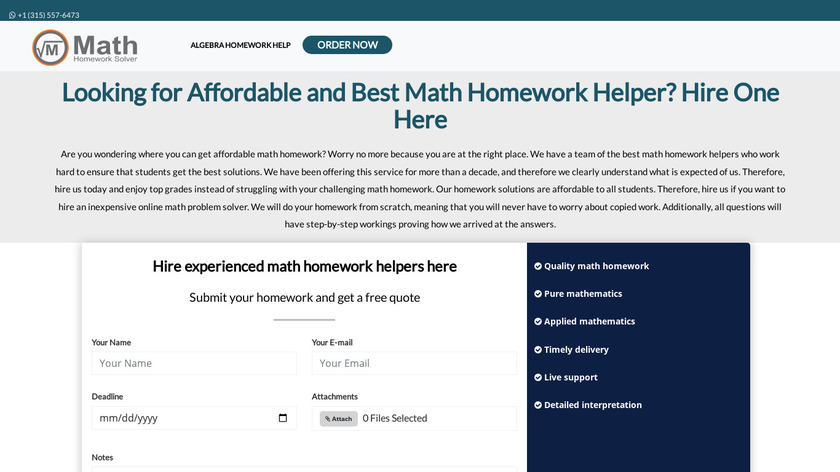 Math Homework Solver Landing Page