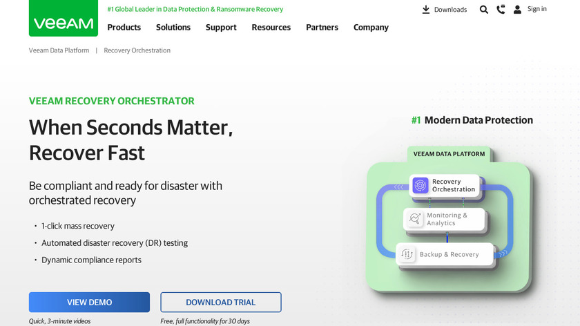 Veeam Availability Orchestrator Landing Page