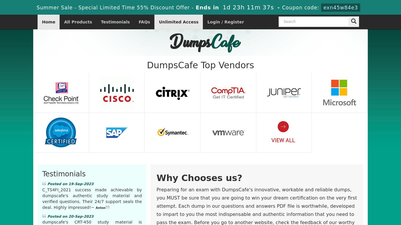 DumpsCafe Landing page