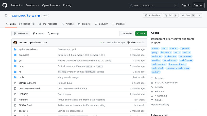 TS-Warp Landing Page