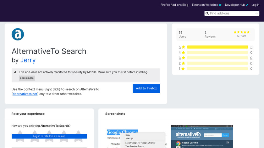 AlternativeTo Search Landing Page