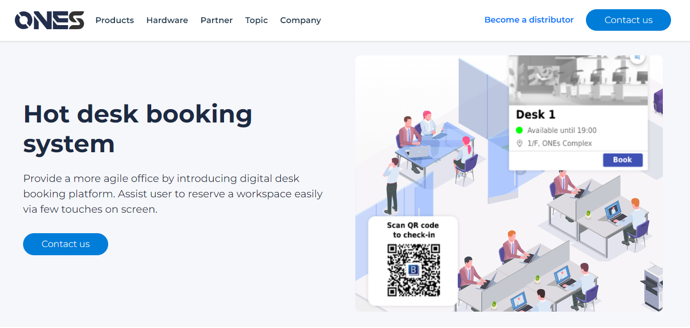 ONES Desk Booking System Landing page