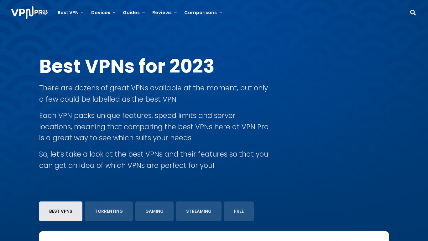 VPNpro.net Landing page