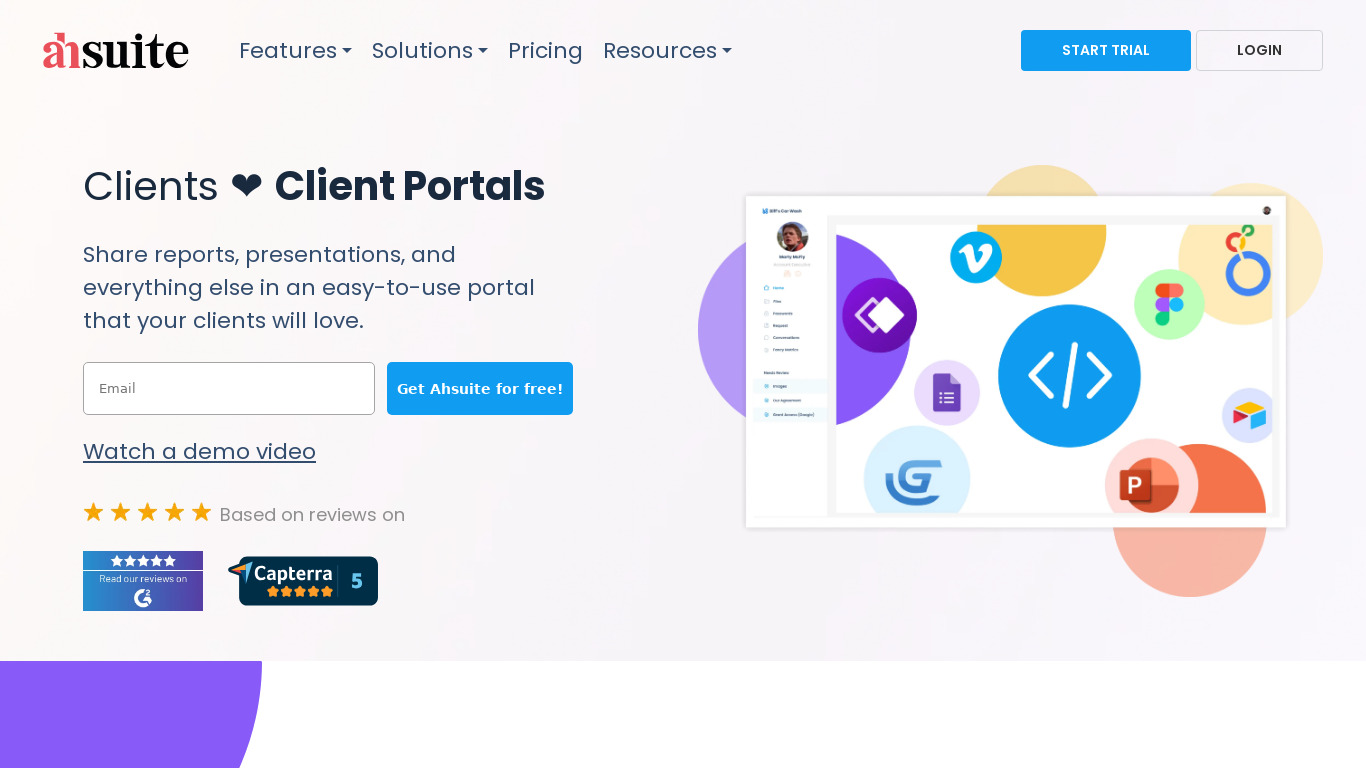 Ahsuite Landing page