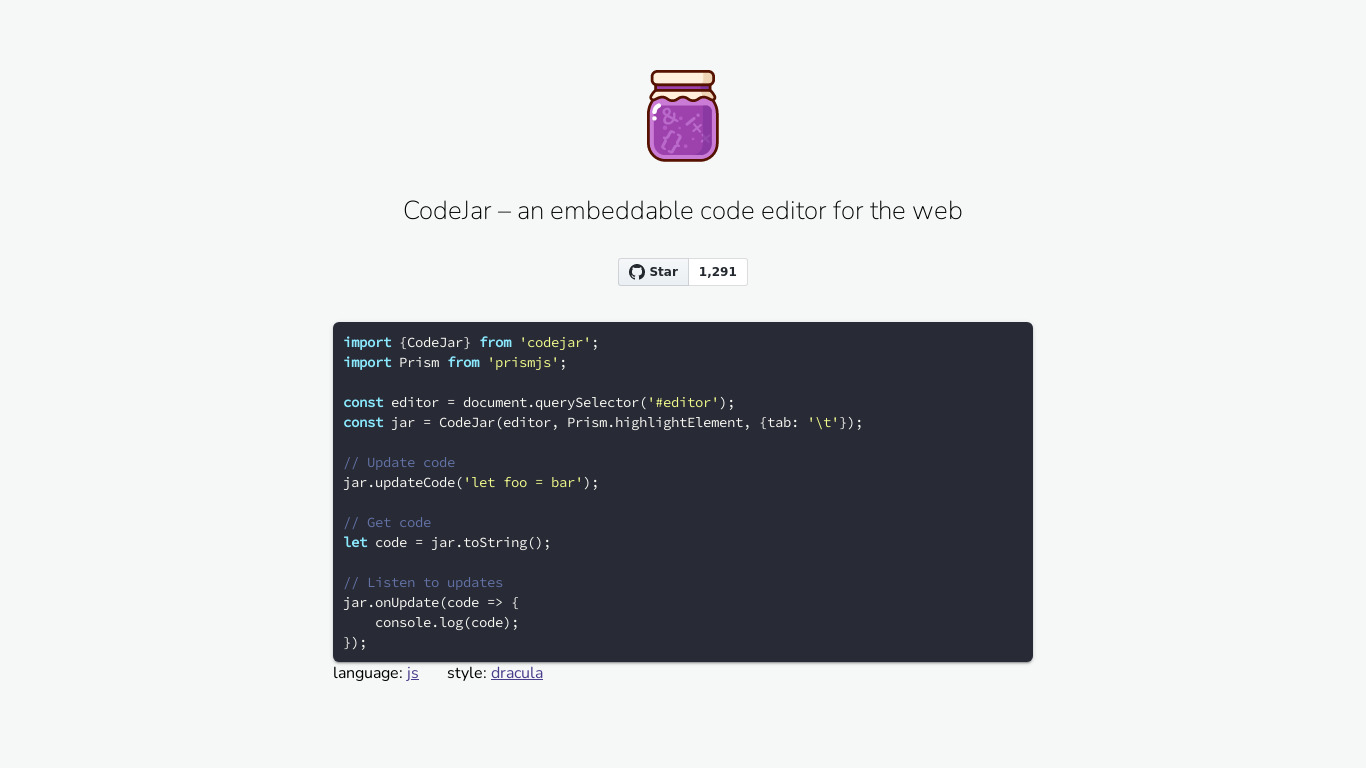 CodeJar Landing page
