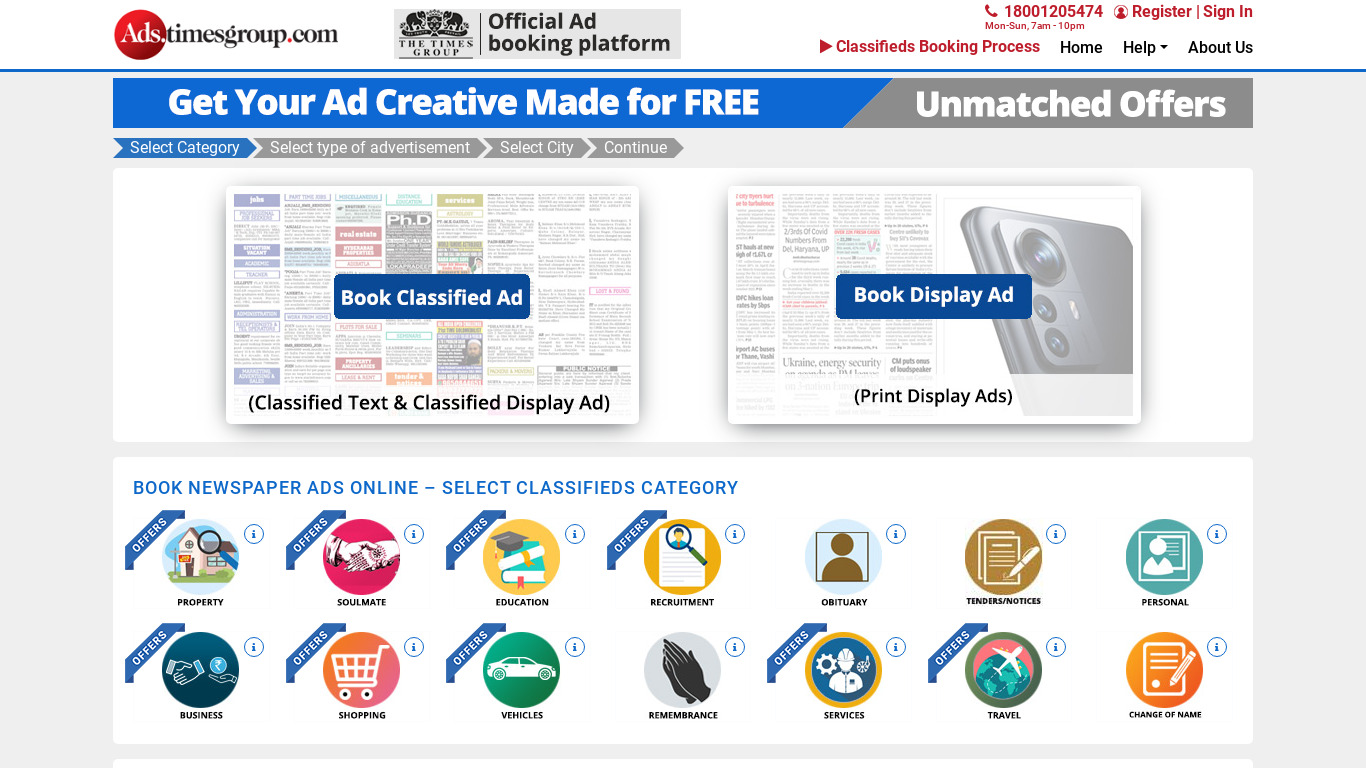 Times Group Ads Landing page