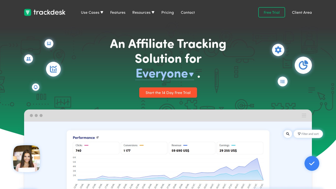 Trackdesk Landing page
