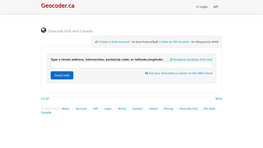 Geocoder.ca Landing Page