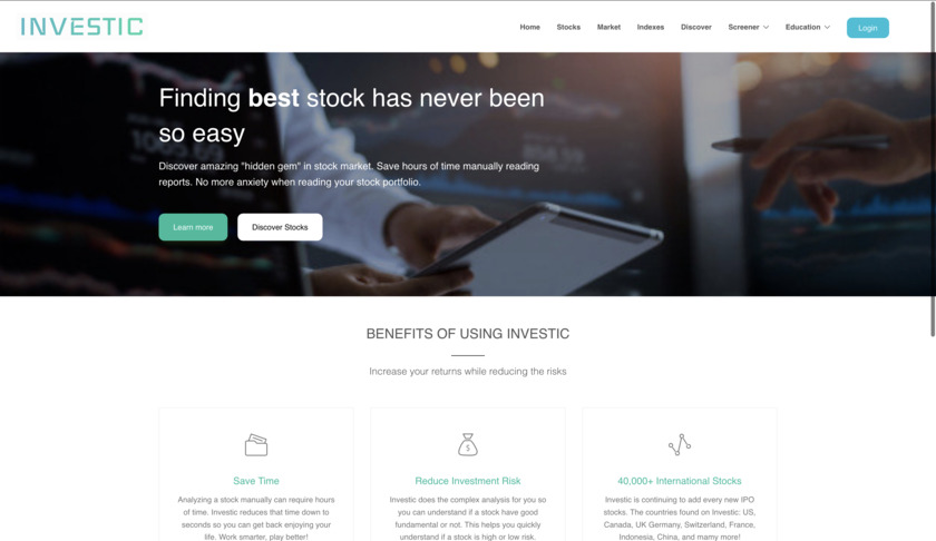 Investic Landing Page