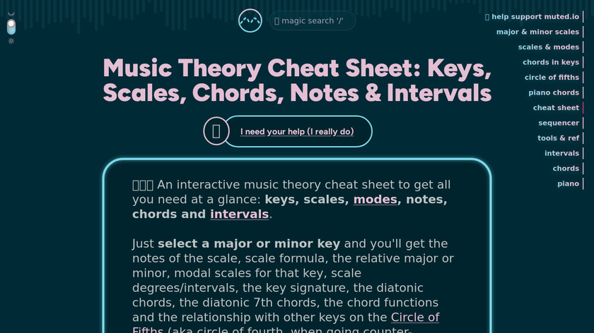 Music Theory Cheat Sheet Landing Page