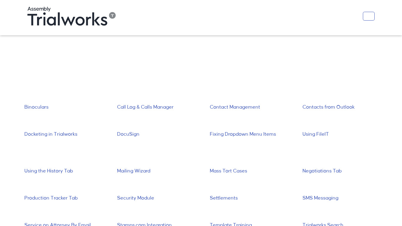 TrialWorks Landing page