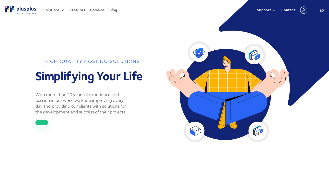 Plus Plus Hosting Landing page