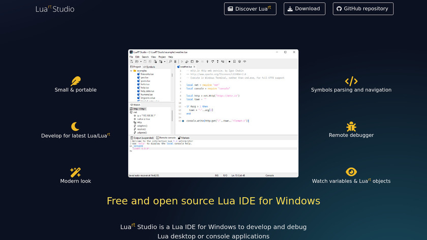LuaRT Studio Landing Page