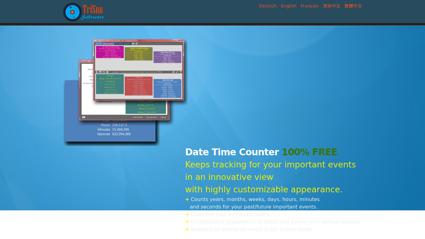 Date Time Counter Landing page