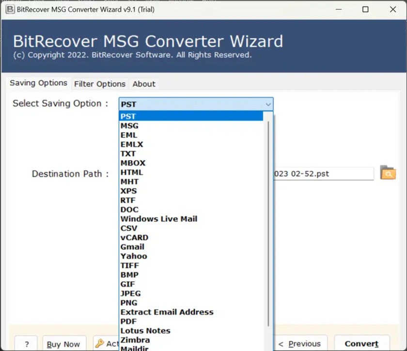 BitRecover MSG Converter Wizard Landing Page