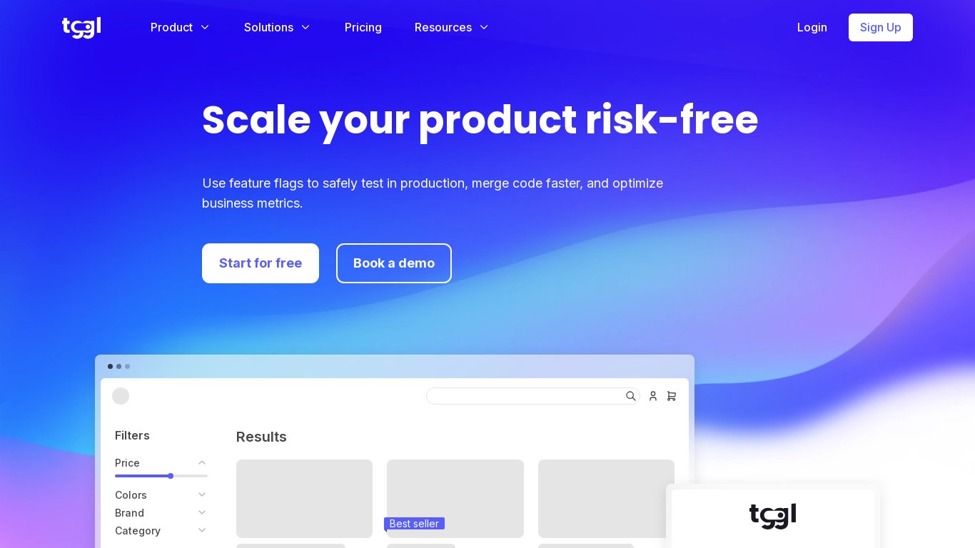 Tggl Landing page