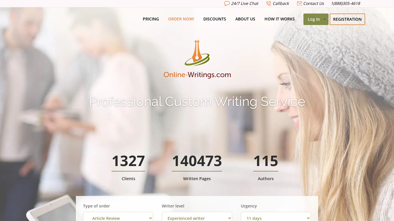 Online-writings.com Landing page