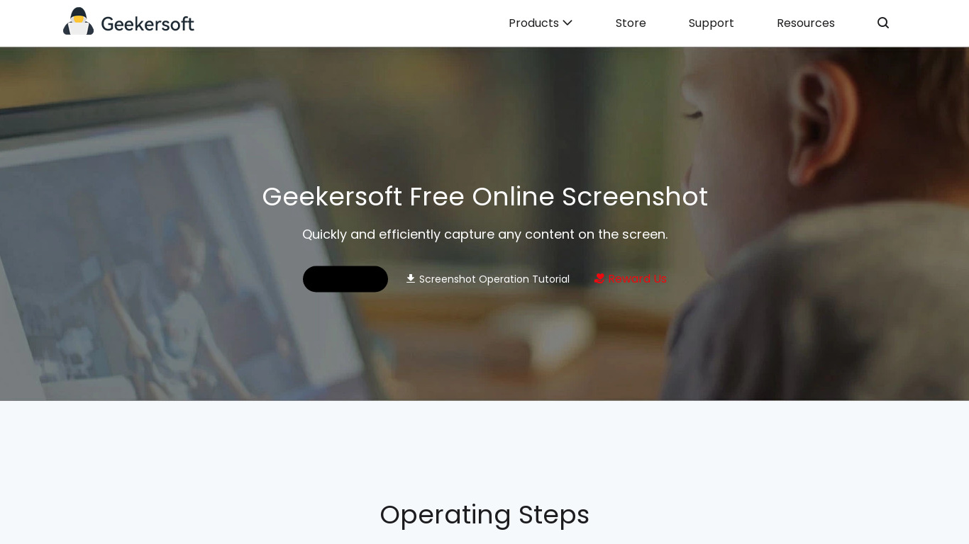 Geekersoft Free Online Screenshot Landing page
