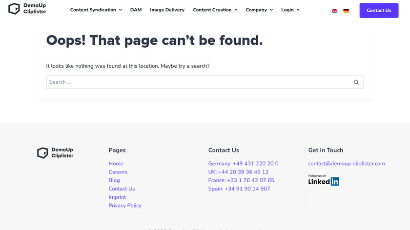 DemoUp Cliplister Digital Asset Management Landing Page