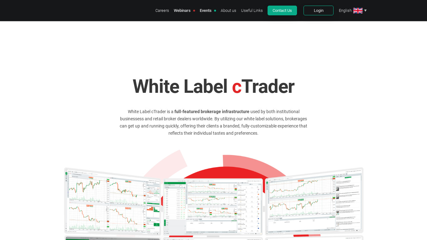 B2Broker White Label cTrader Landing page