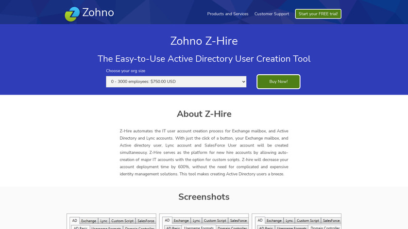 Zohno Z-Hire Landing Page