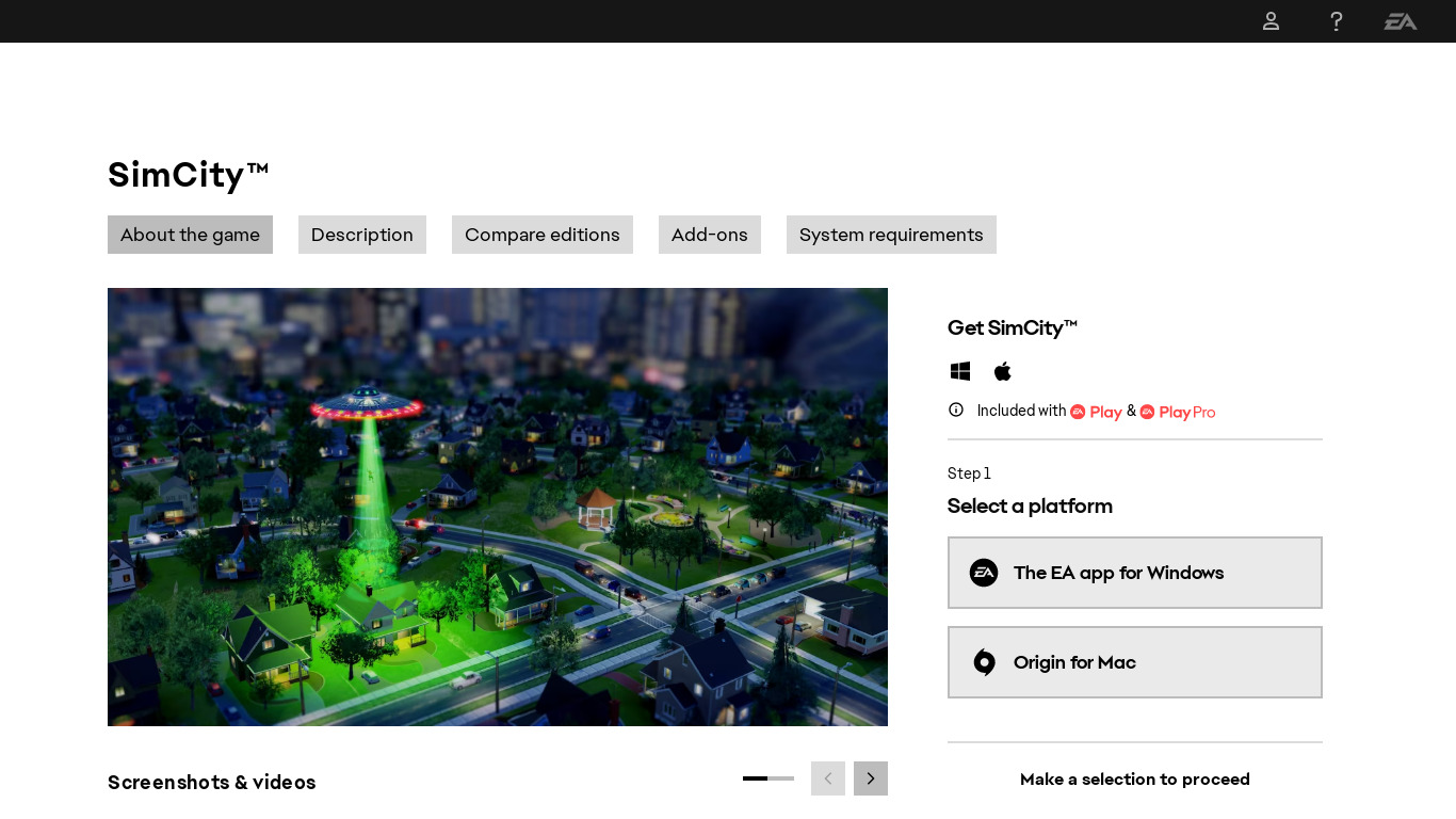 SimCity: Cities of Tomorrow Landing page