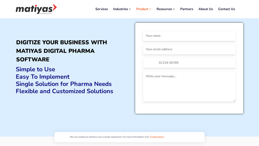 Matiyas Cloud Pharma Software Landing Page