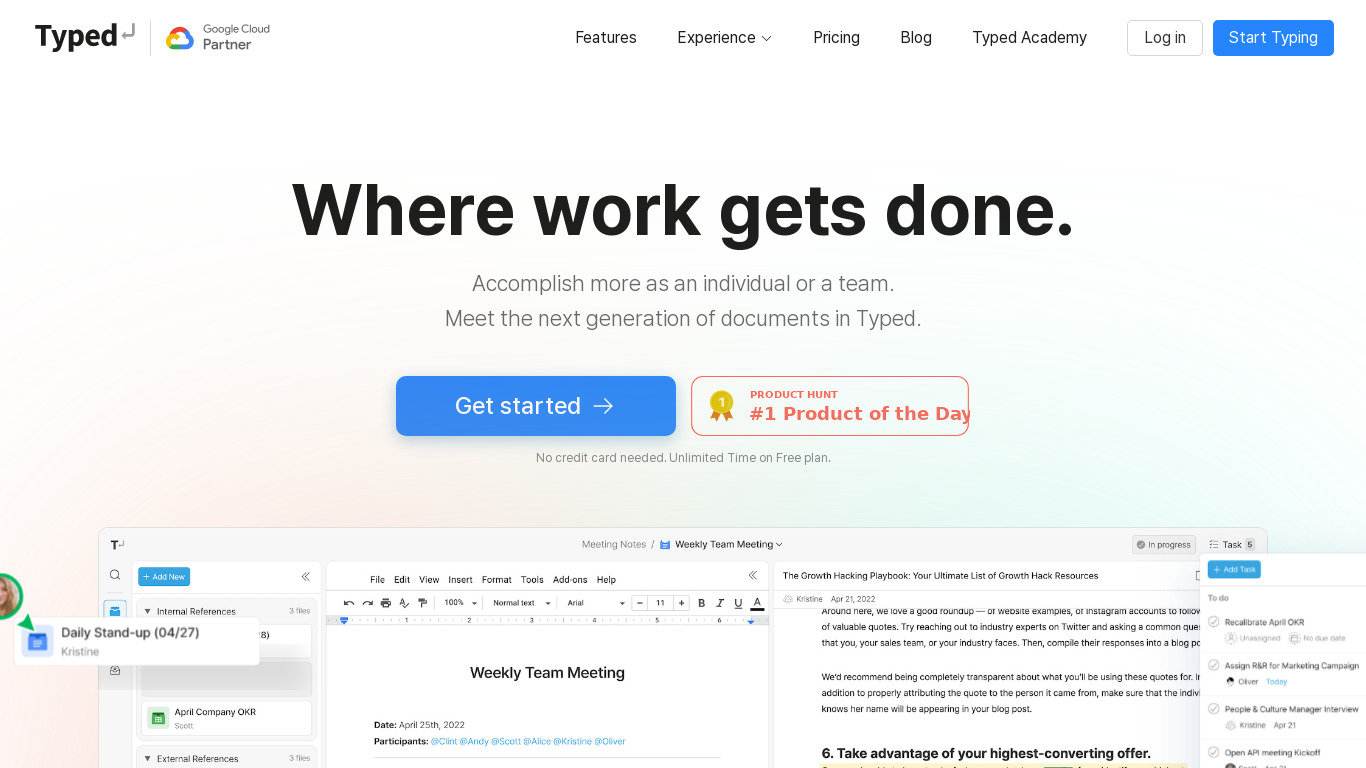 Typed Landing page