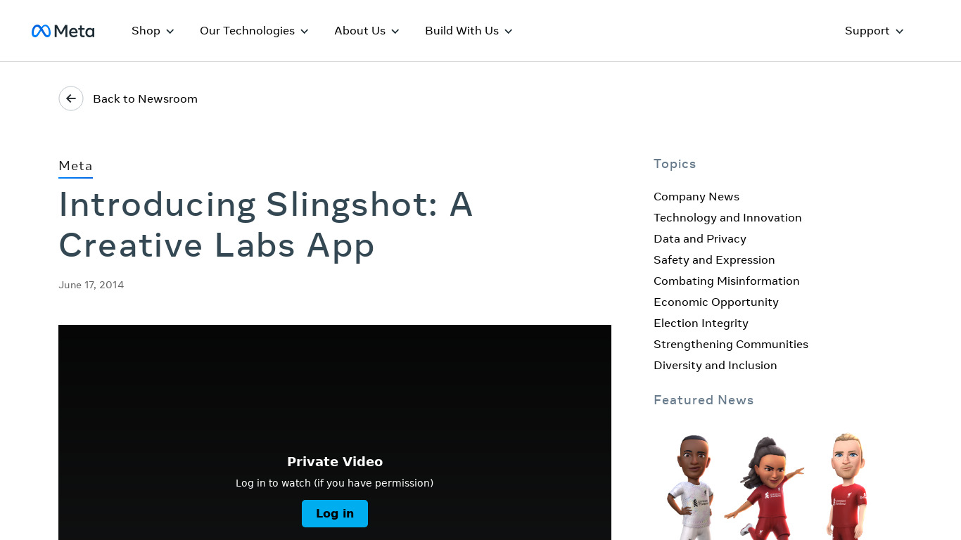 Slingshot Landing page