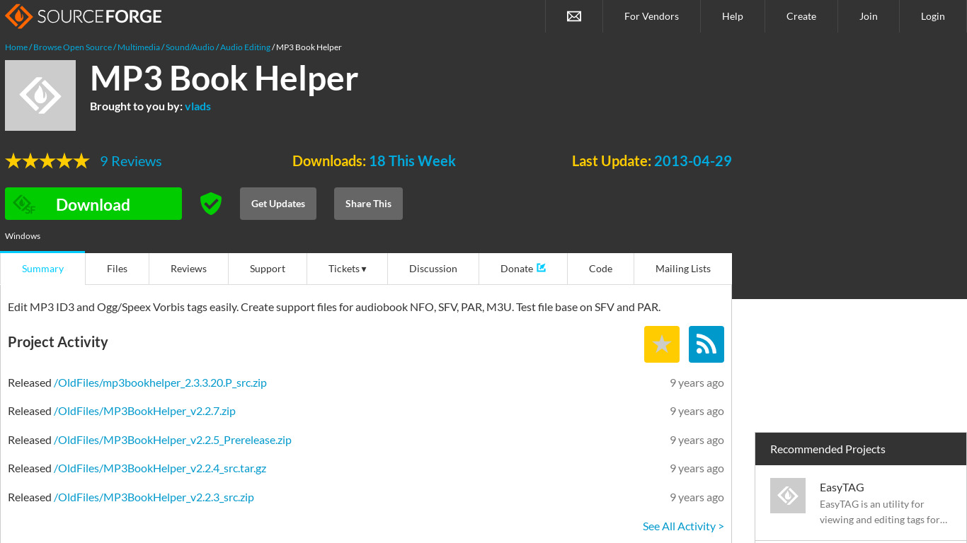 MP3 Book Helper Landing page
