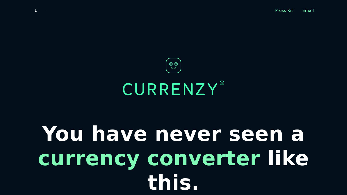 Currenzy Landing page