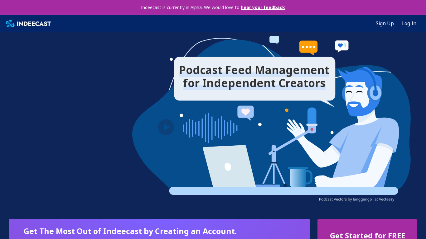 Indeecast Landing page