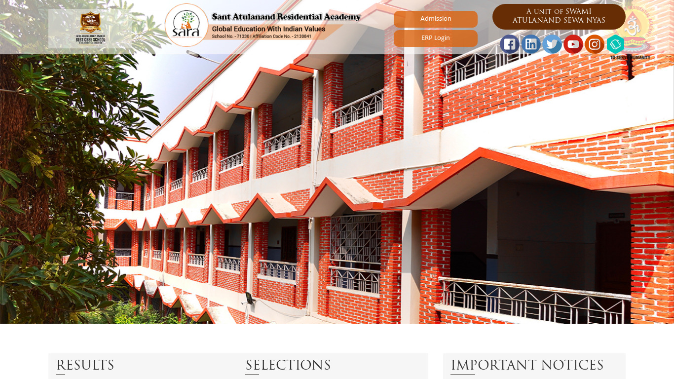 Sant Atulanand Residential Academy Landing page
