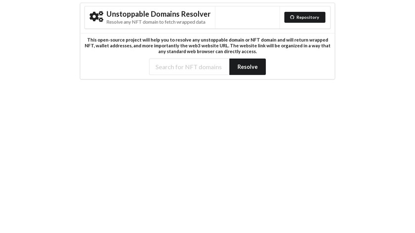 Unstoppable Domains Resolver Landing Page