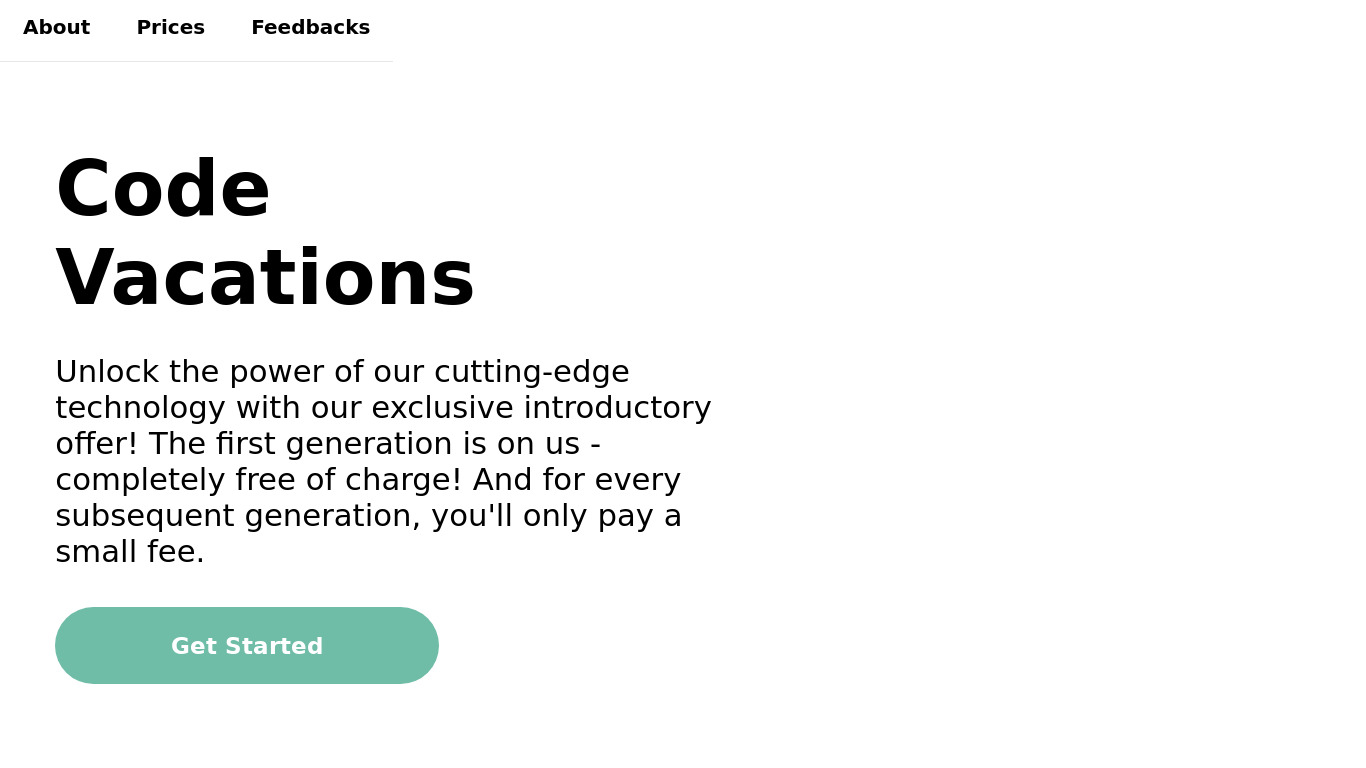 Code Vocations Landing page